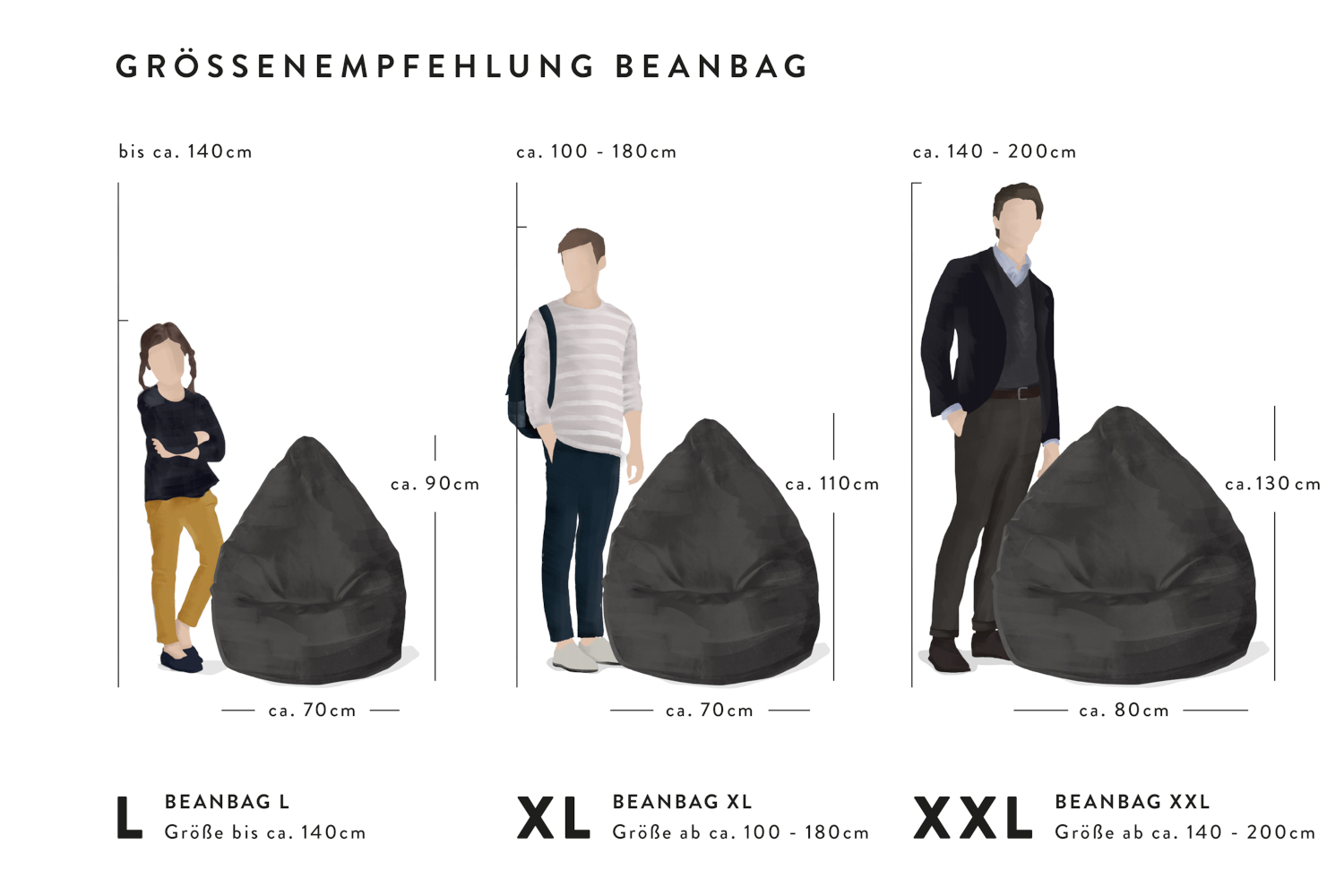 Sitting Point Sitzsack Comodo mittelgrau XXL, 130x80 cm 