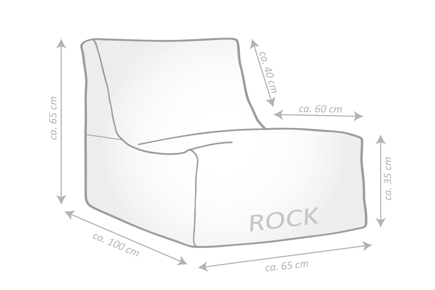 Sitting Point Sitzsack Shara Rock salbei, 65x100x65 cm  